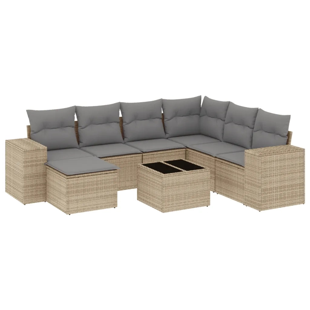 Set Divano da Giardino 8 pz con Cuscini Beige in Polyrattan 3255246