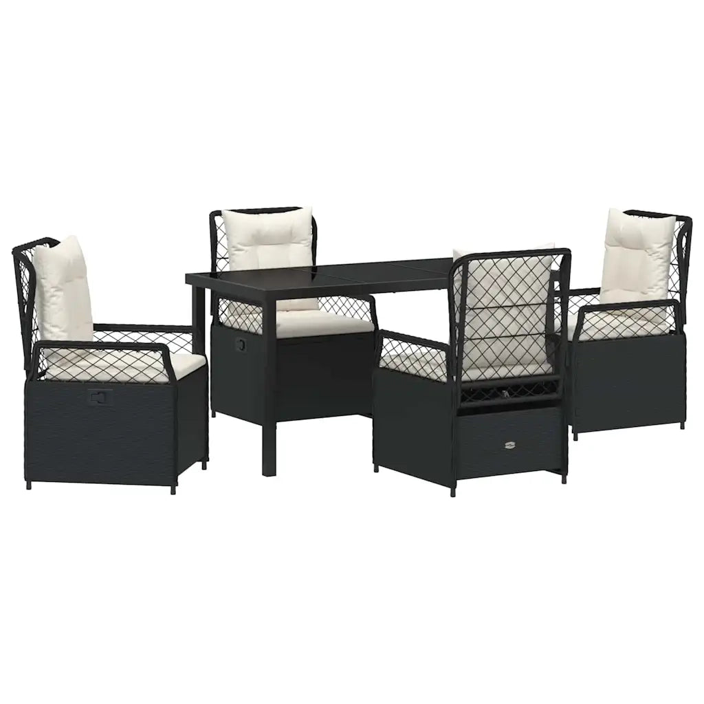 Set da Pranzo per Giardino 5 pcs Nero polyrattan 3380983