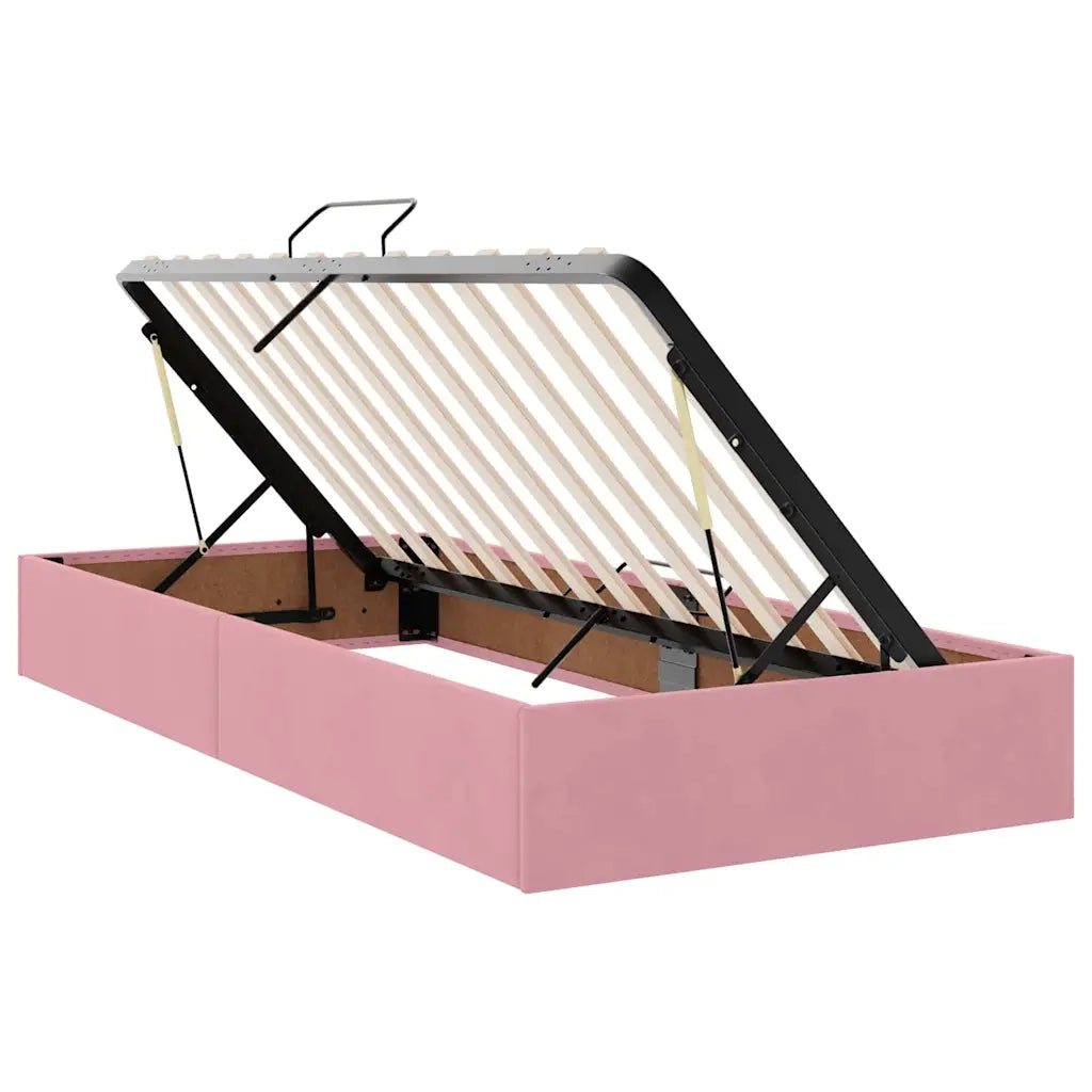 Letto con contenitore e LED con led Rosa 100 x 200 cm Velluto 3371438