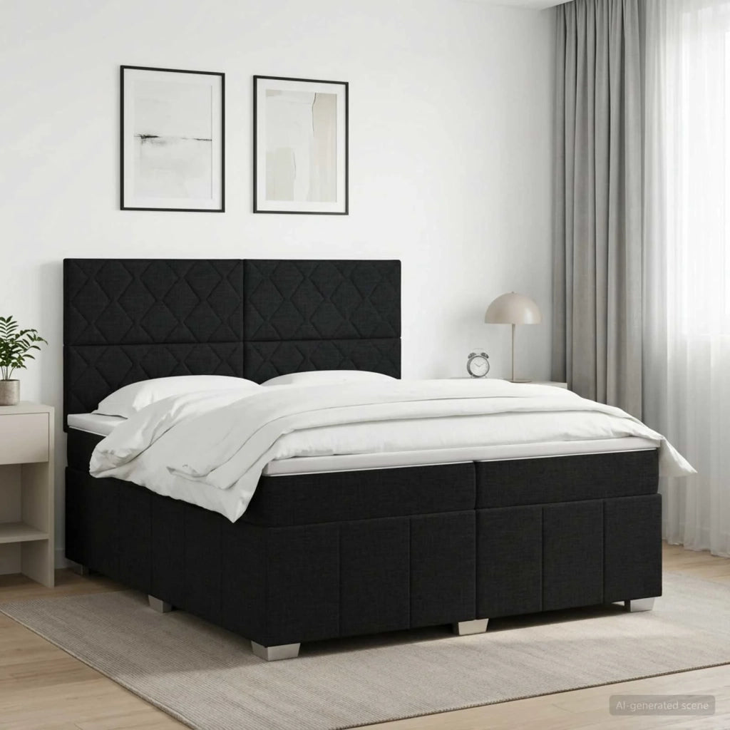 Letto box spring con materasso Nero 200 x 200 cm Tessuto 3454227