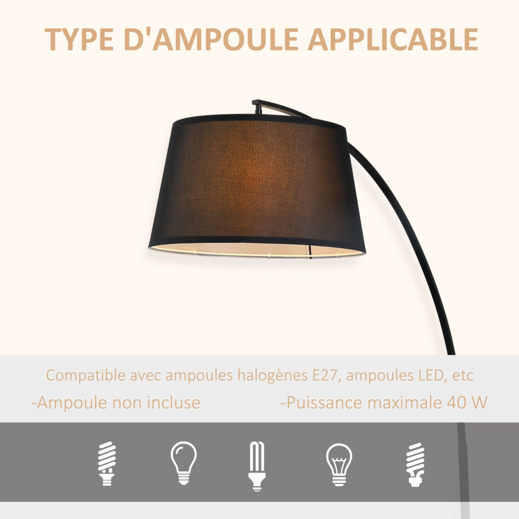 Lampada da terra ad arco ¨C zephmum ¨C metallo lin nero