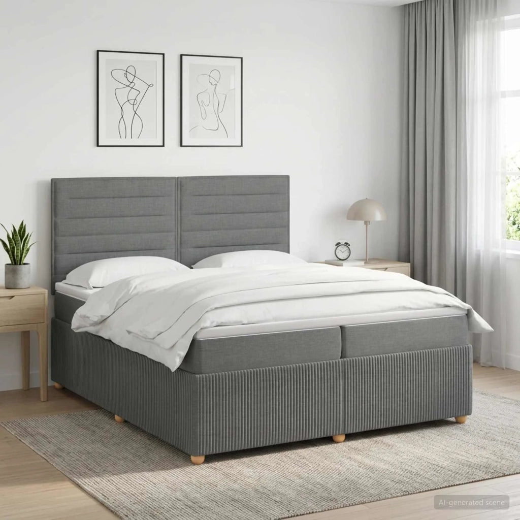 Letto box spring con materasso Grigio Scuro 200 x 200 cm 3454467