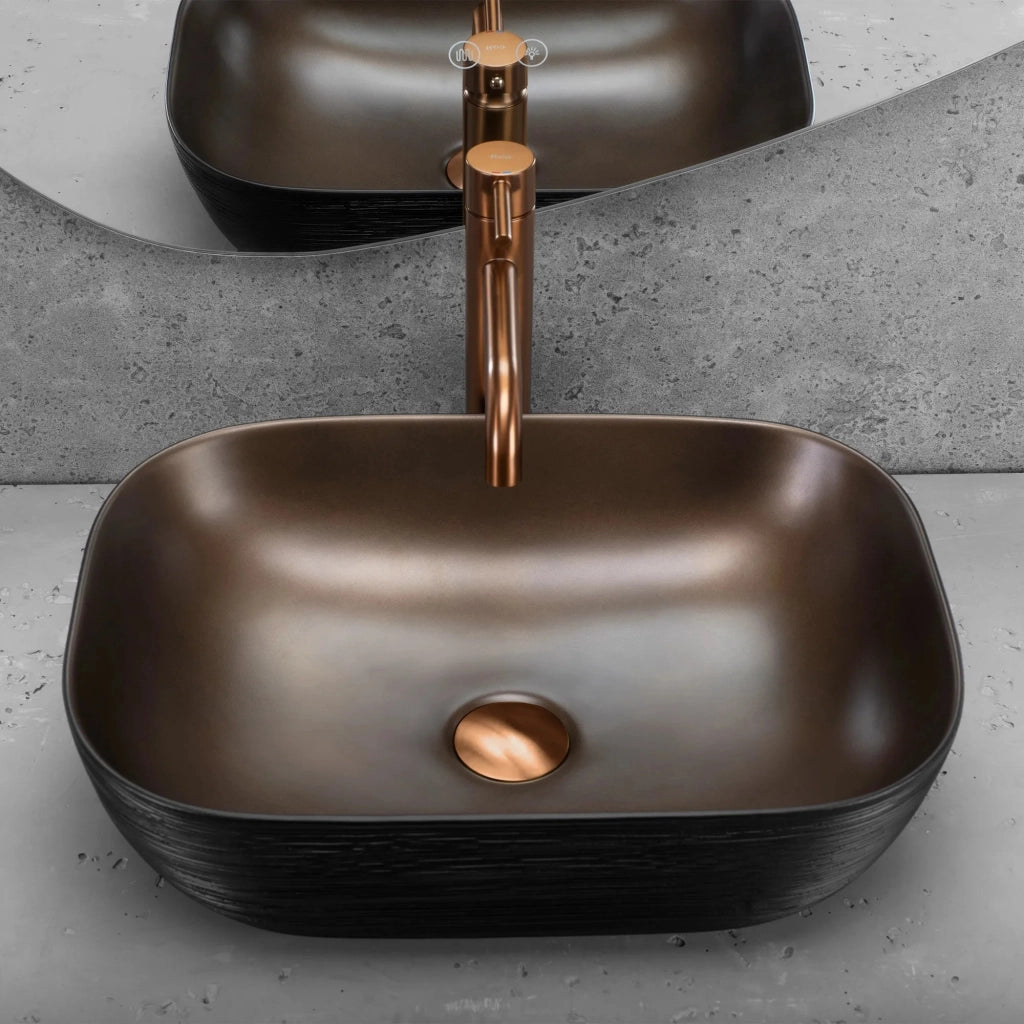 Lavabo Da Appoggio Rea Belinda Copper Brush / Black