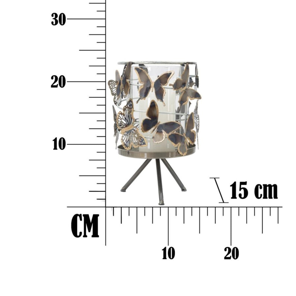 Portacandela Farfalla 20, Multicolore, Metallo, 15x15x23,5 cm