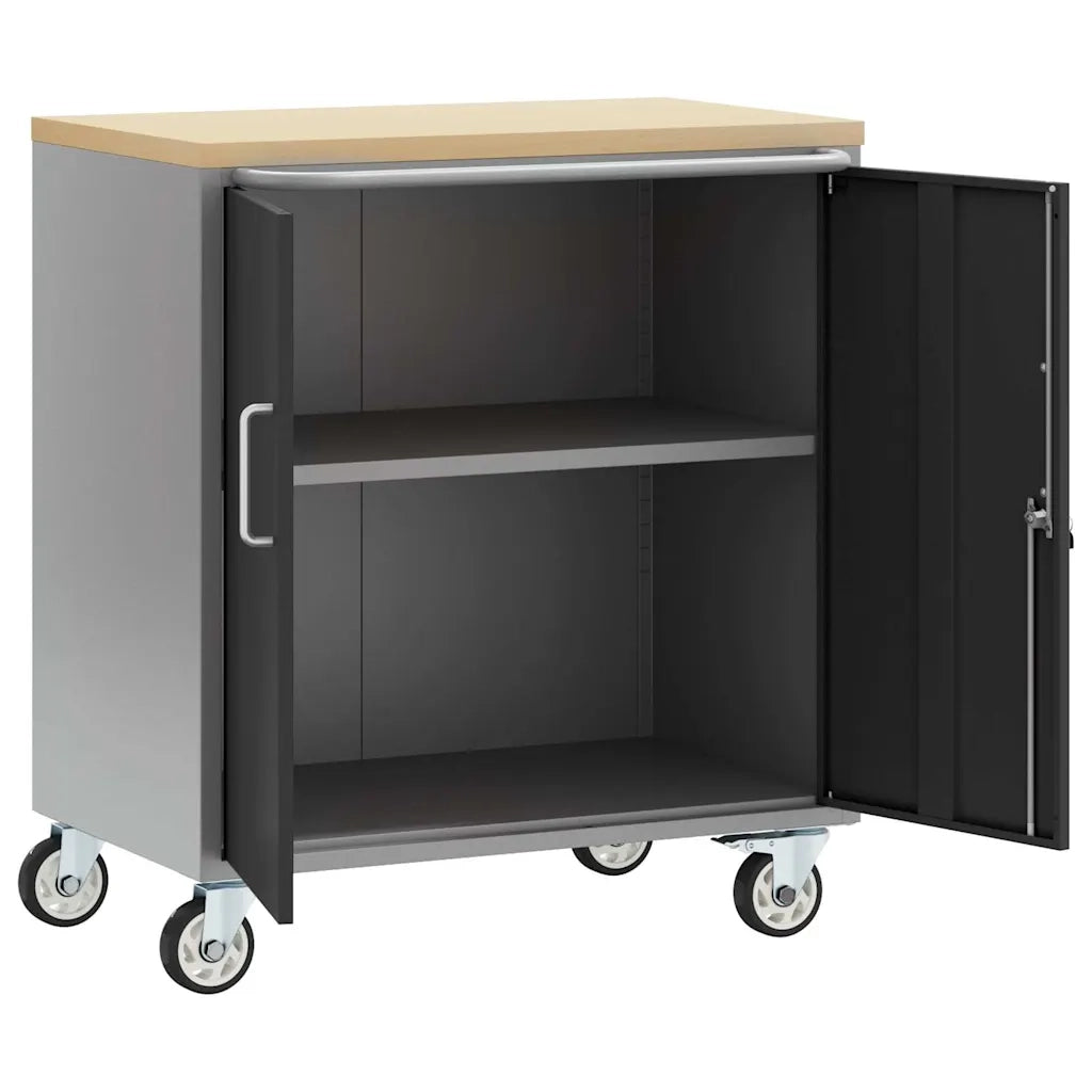 Banco da lavoro con lo scaffale Nero e Grigio 75 x 45 x 85 cm 4103485