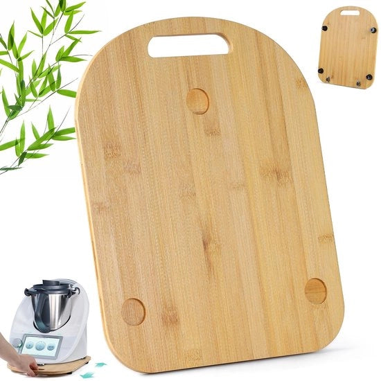 Piastra di supporto in bambù con ruote per Thermomix - 36 x 28 x 1 cm - Protezione contro danni - Sicuro da utilizzare sul piano di lavoro