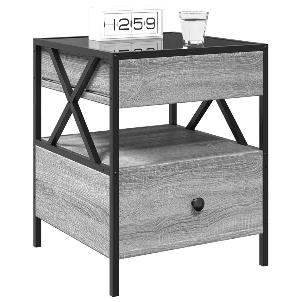 Comodino con LED Infinity Grigio Sonoma 40x40x51 cm 3284104