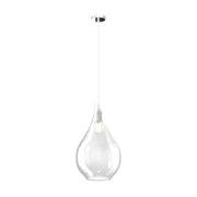 Lampadario Contemporaneo Drop 2.0 Metallo Cromo Vetro Grande Trasp 1 Luce E27