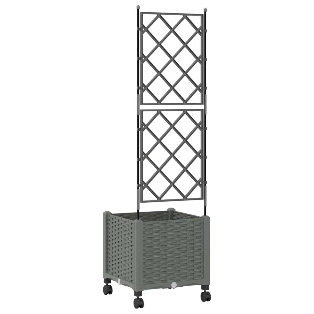 Vaso da giardino con grigliato e ruote Grigio Chiaro PP 3422942
