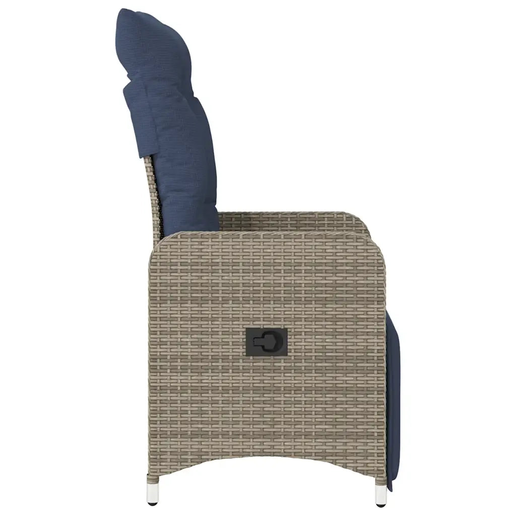 Sedia da giardino reclinabile con cuscini grigia in polyrattan 365699