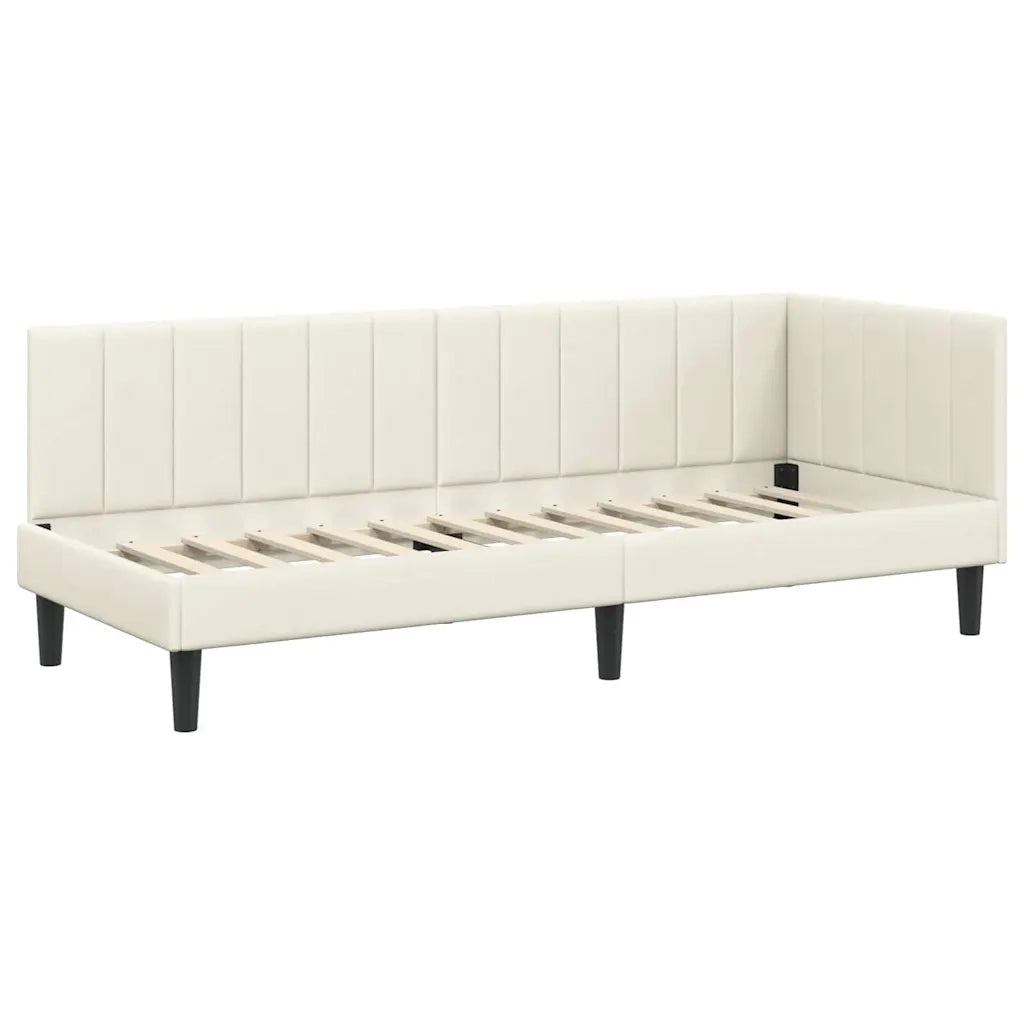 Struttura Letto Angolare con Materasso 2 pcs Crema Velluto 3393885