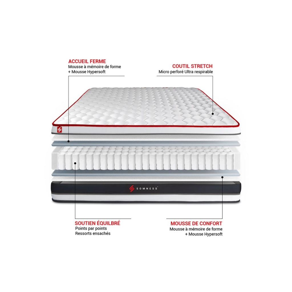 180x200 cm Materasso a molle insacchettate e memory foam - Energy