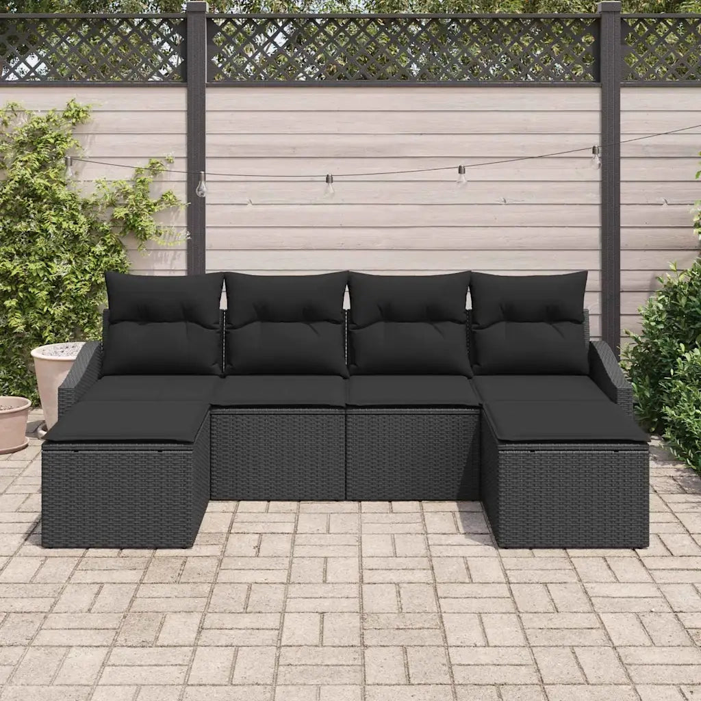 Set da Pranzo per Giardino con cuscino 6 pcs Nero 3355502