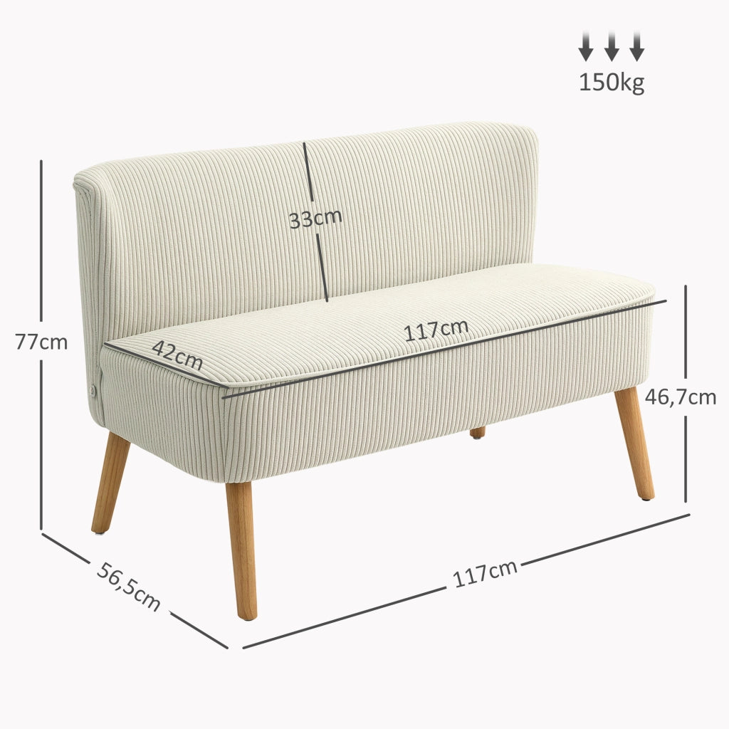 Divanetto 2 Posti ¨C Minimal ¨C Cremewei? Tessuto 117x56.5x77 cm