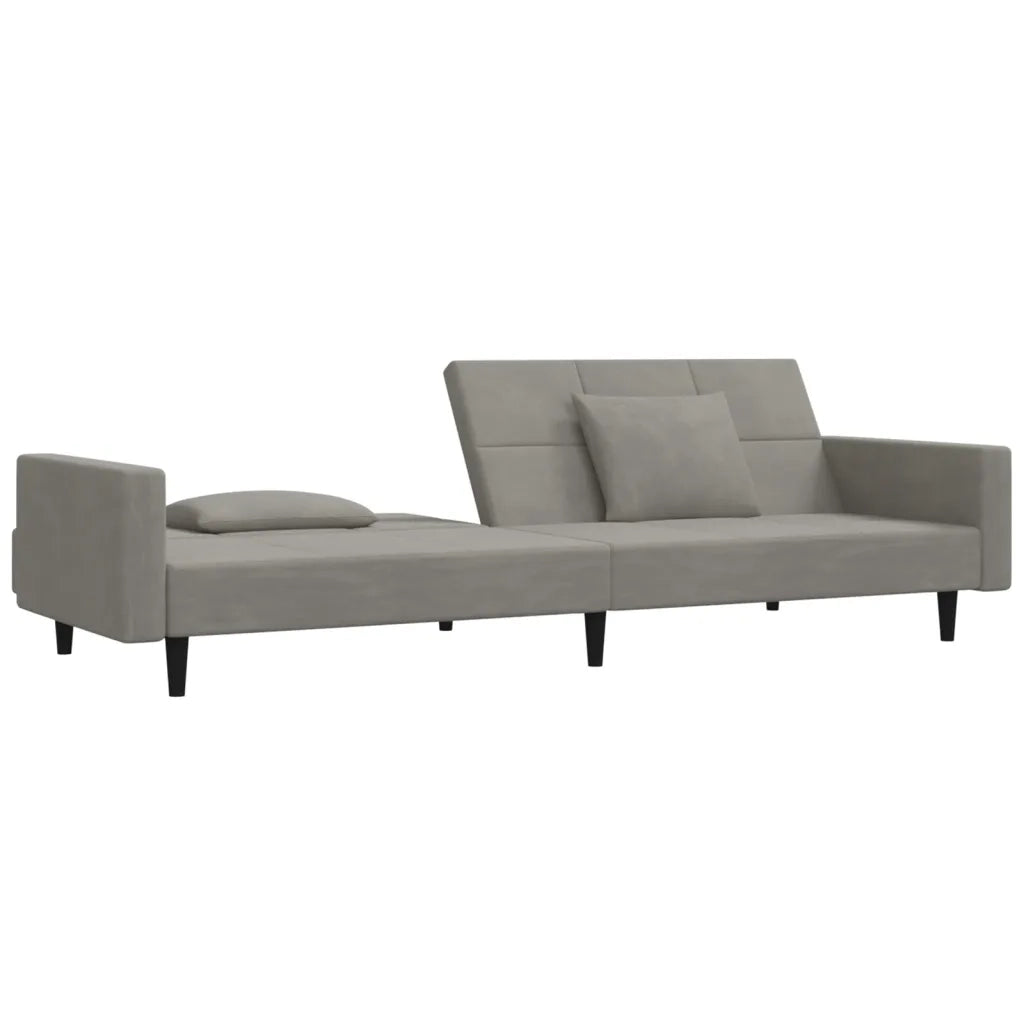 Divano letto | Sof¨¤ letto | Letto singolo a 2 Posti con 2 Cuscini Grigio Chiaro in Velluto