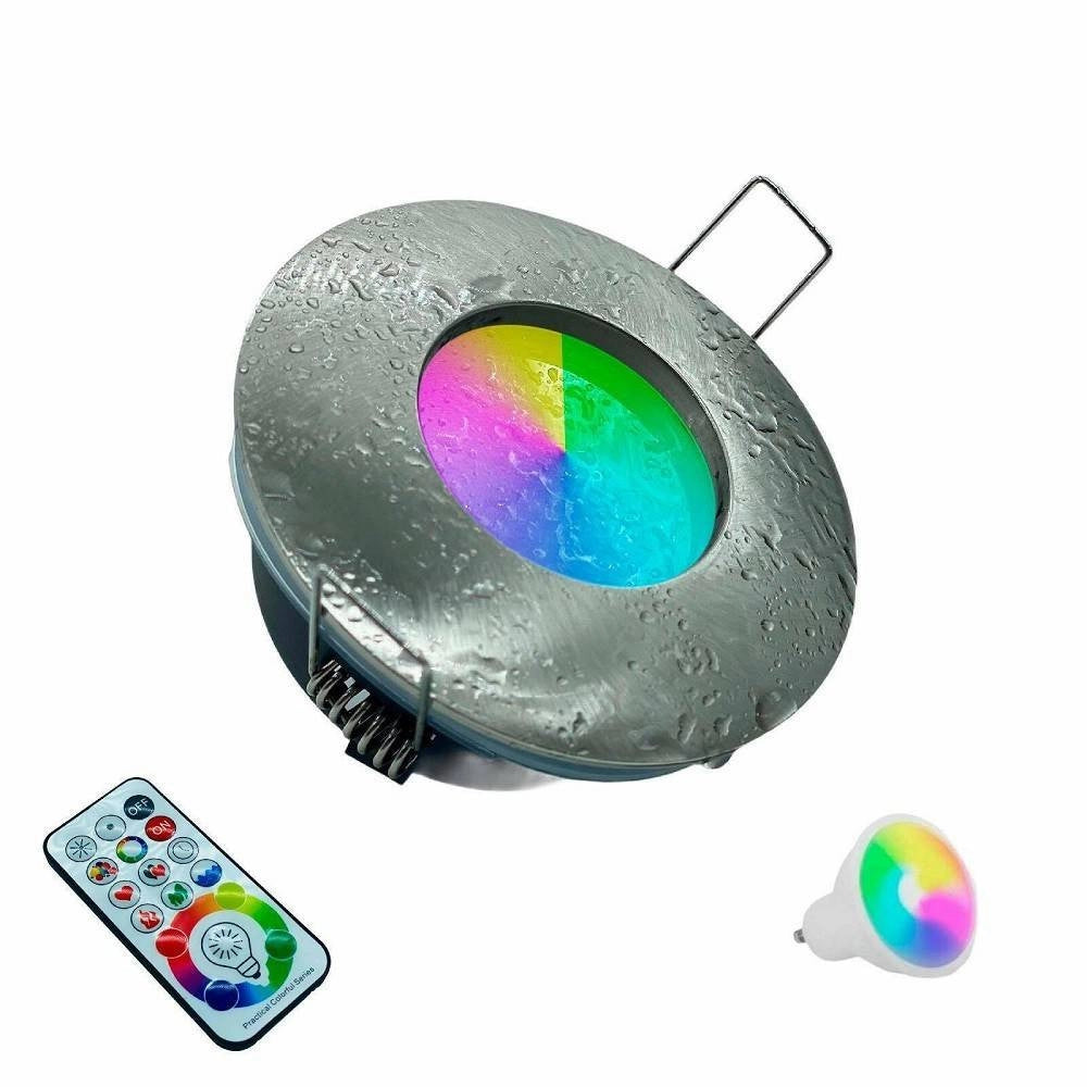 Trade Shop - Faretto A Led Da Incasso Per Bagno Box Doccia Lampada Rgbw 10w Gu10 Cromoterapia -