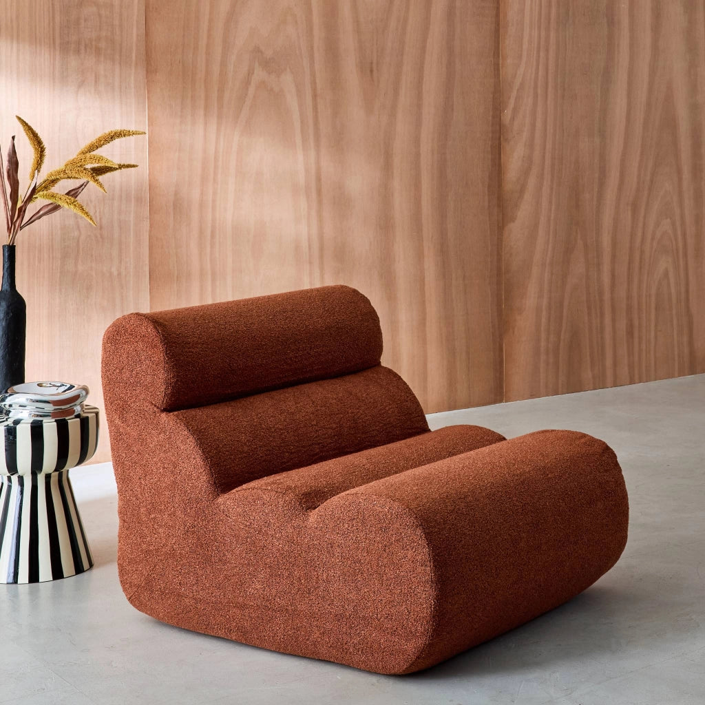 Poltrona bouclé testurizzata, 1 posto, terracotta