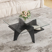 Tavolino da Caff¨¨ Quadrato ¨C MINIMAL ¨C Vetro Temperato e MDF Nero 80x80