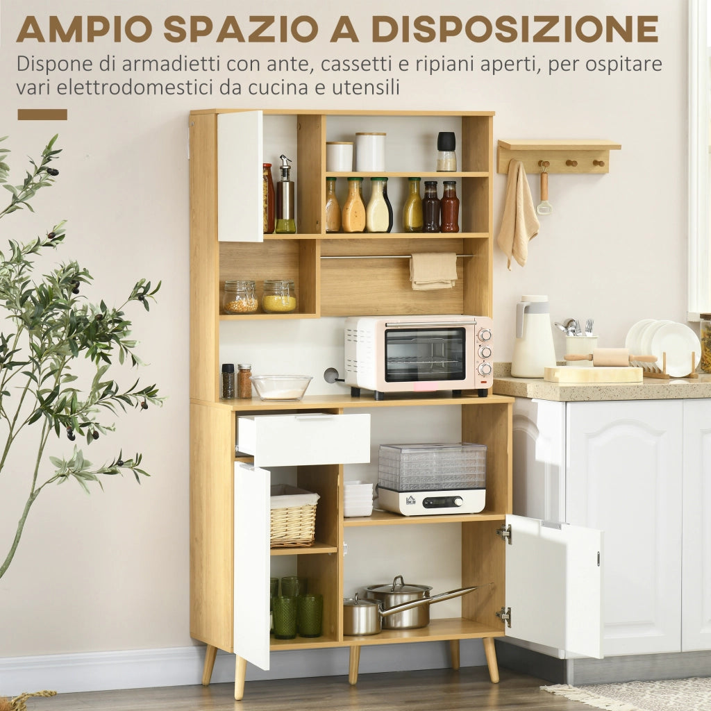 Armadio Cucina con Ante, Cassetti e Ripiani Regolabili ¨C Zephmum ¨C 93x40x180 cm