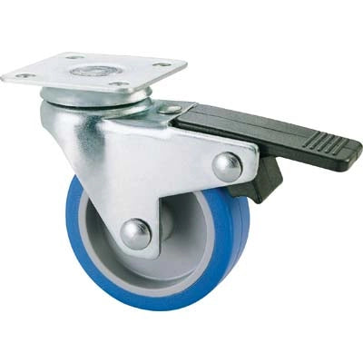 RUOTA A FORCELLA GIREVOLE  + FERMO 221BIS AVO - A/ZINCR/GOMMA BLU P.MM 40X40 D.MM 50X18- 4 pezzi