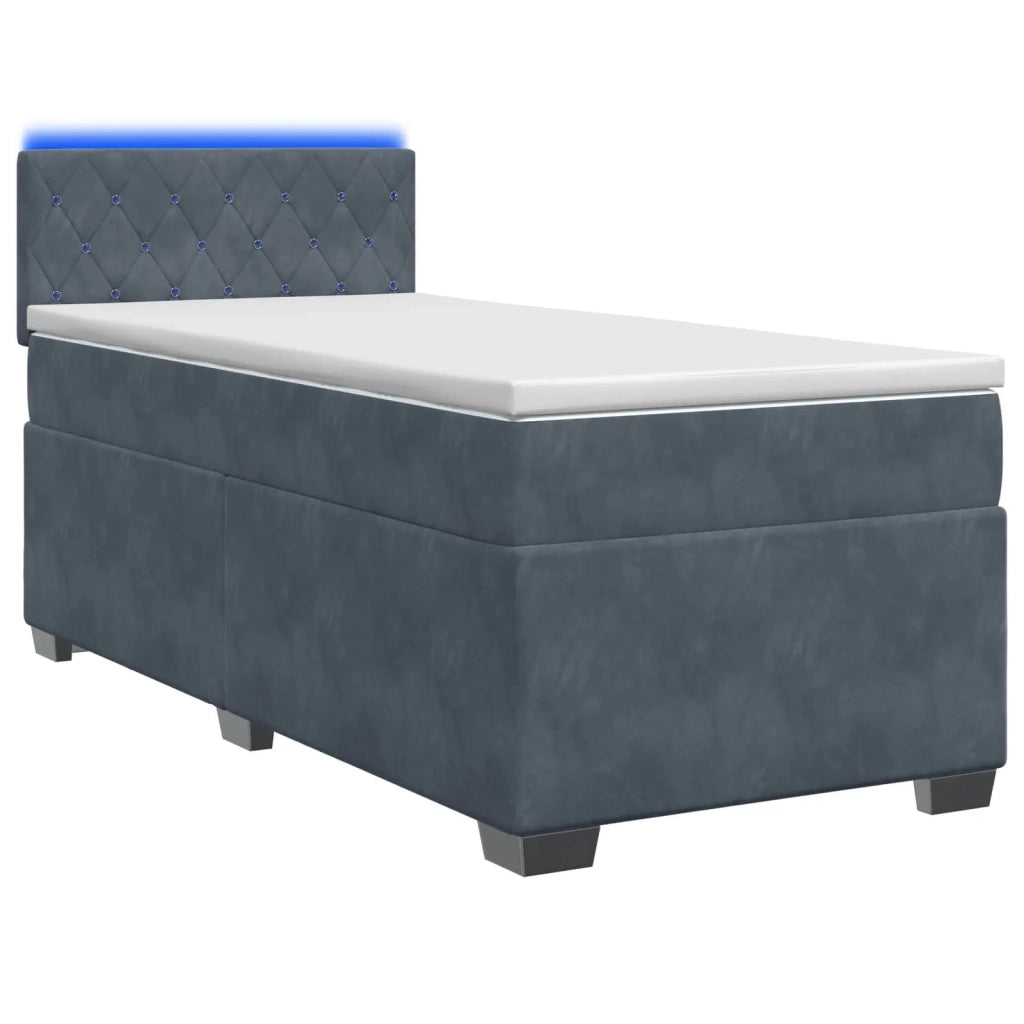 Letto con Box Spring, Materasso e LED Grigio Scuro Singolo 3452259