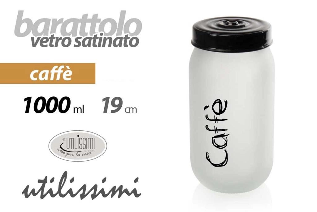 Barattolo Contenitore in Vetro Satinato Caffè 1000 cc 19 cm