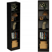 Libreria da terra nera con ripiani alti, moderna, a colonna, 182 cm