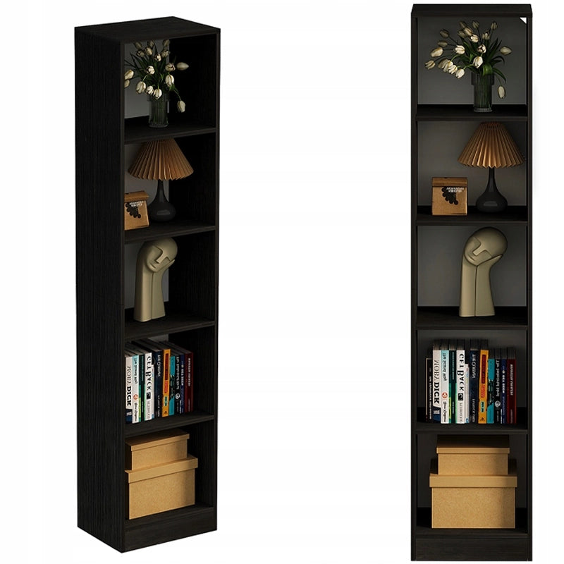 Libreria da terra nera con ripiani alti, moderna, a colonna, 182 cm