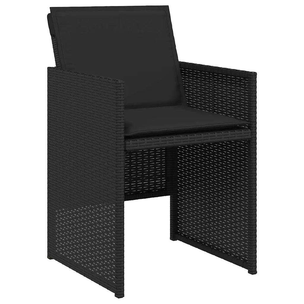 Set da Pranzo per Giardino con cuscino 5 pcs Nero polyrattan 3379945