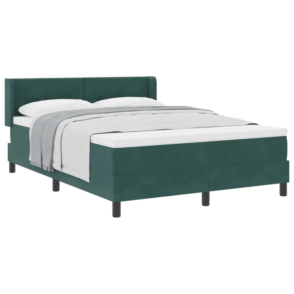 Letto a molle con materasso Verde Scuro 200 x 140 cm Poliestere