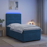 Letto box spring con materasso Blu 90 x 200 cm Velluto 3455034
