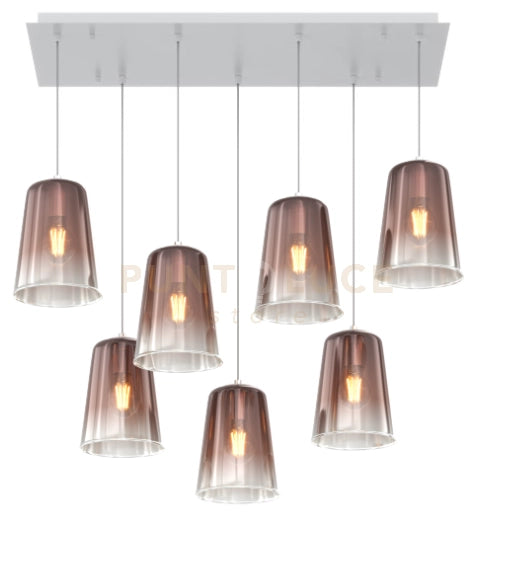 SOSPENSIONE BIANCO RETTANGOLARE 7 LUCI RAME 1164BI-S7 R-RA