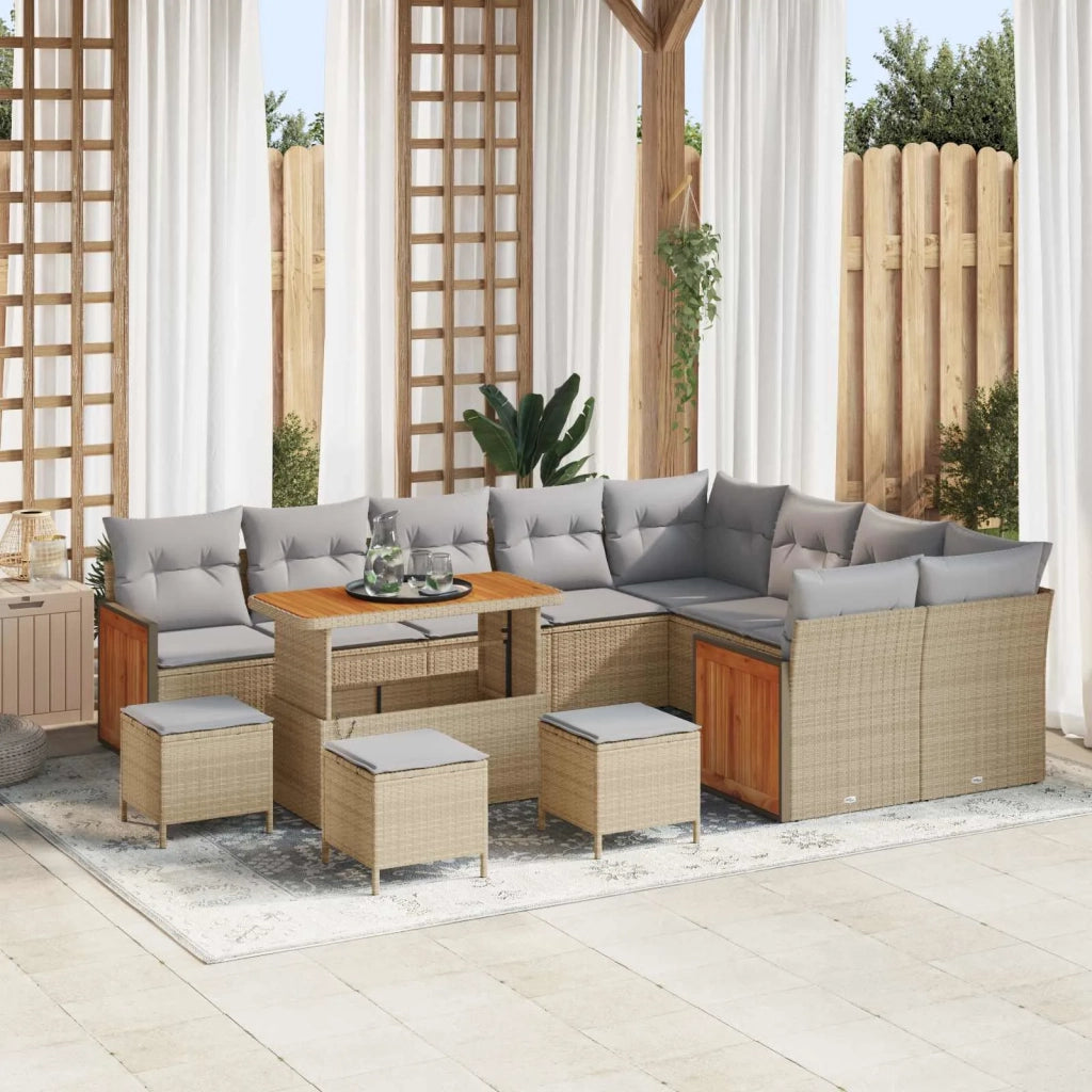 Set Divano da Giardino con cuscino 13 pcs Beige e Grigio Chiaro 3363222