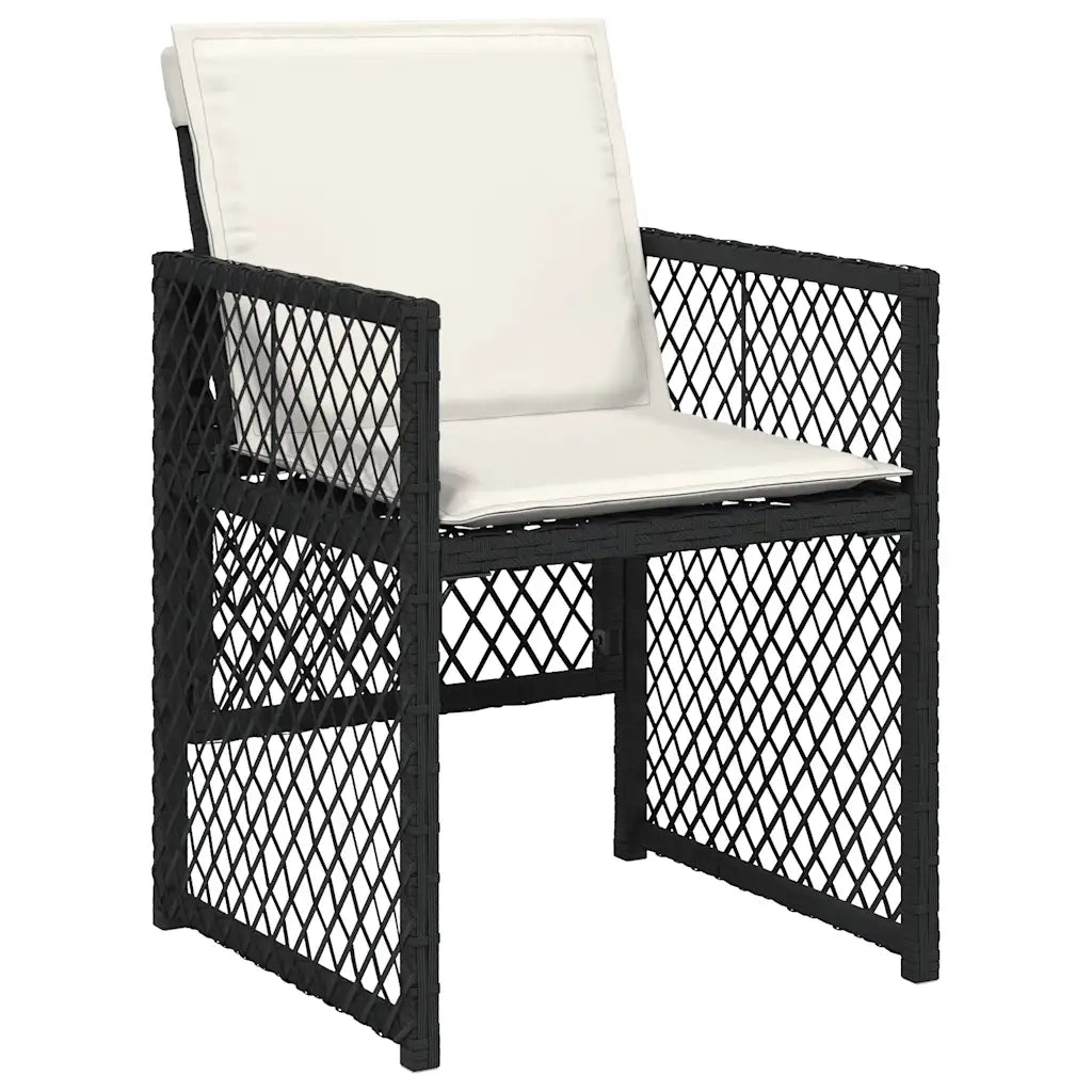 Set da Pranzo da Giardino 11 pz con Cuscini in Polyrattan Nero 3210846
