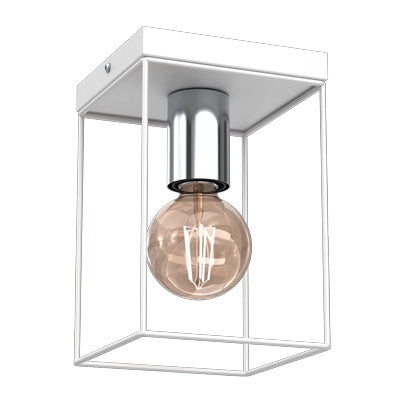 Plafoniera moderna quadrata bianca cromo Homen Luminex E27