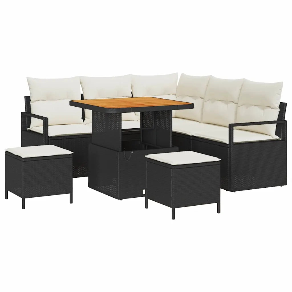 Set Divano da Giardino con cuscino 8 pcs Nero polyrattan 3362520