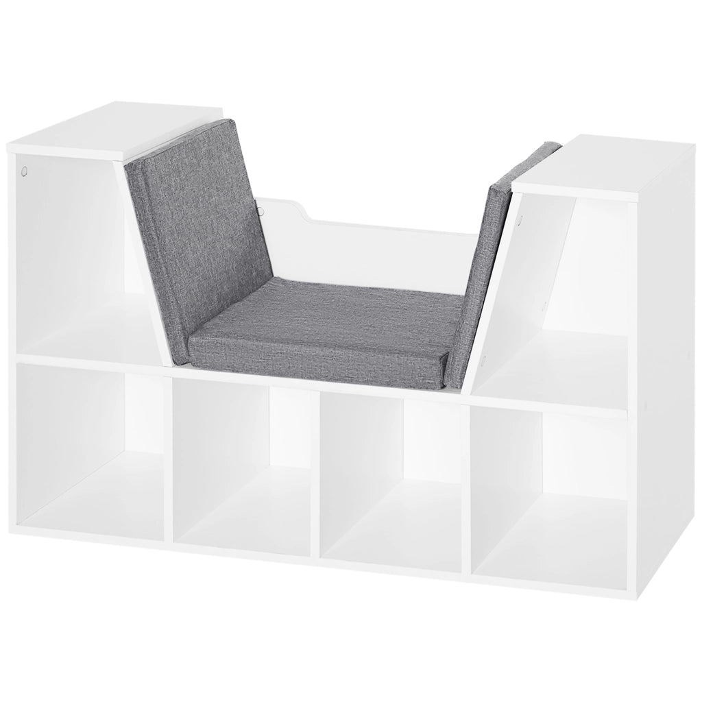 Libreria 6 Scomparti con Cuscini ¨C Xylo ¨C Legno Bianco 102x30x61 cm