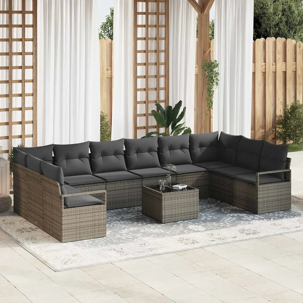 Set di divani con cuscino 11 pcs Grigio polyrattan