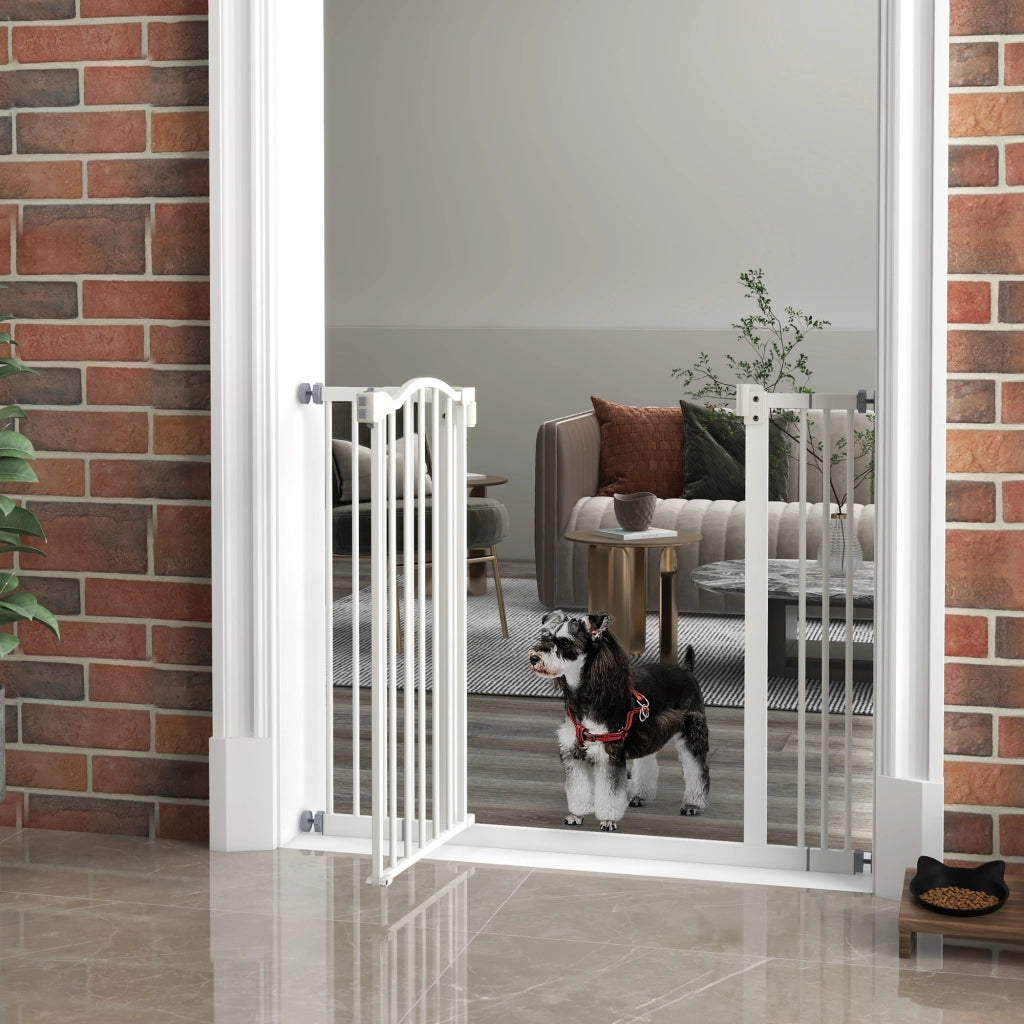 Barriera di Sicurezza Regolabile per Cani con 2 Estensioni ¨C Minimal ¨C Bianco 76-104 cm