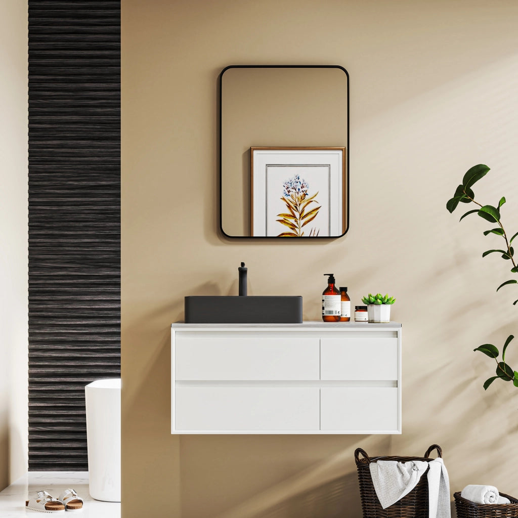 Specchio da Bagno con Cornice Metallo ¨C Minimal ¨C Nero 60x80 cm