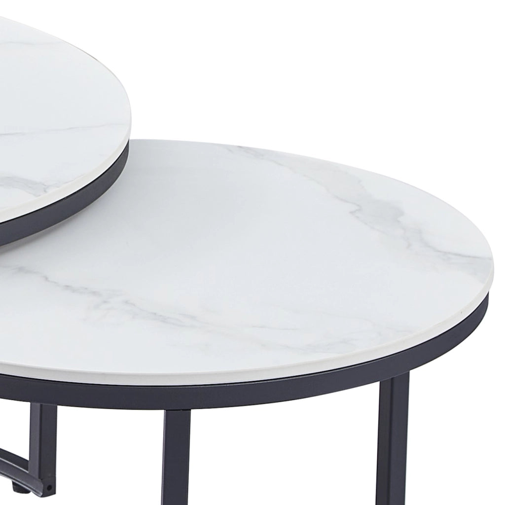 Tavolino da caffè TAJDA set da 2 (marmo bianco)