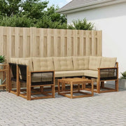 Set di divani da esterno con cuscino 7 pcs Naturale e Beige 3381809