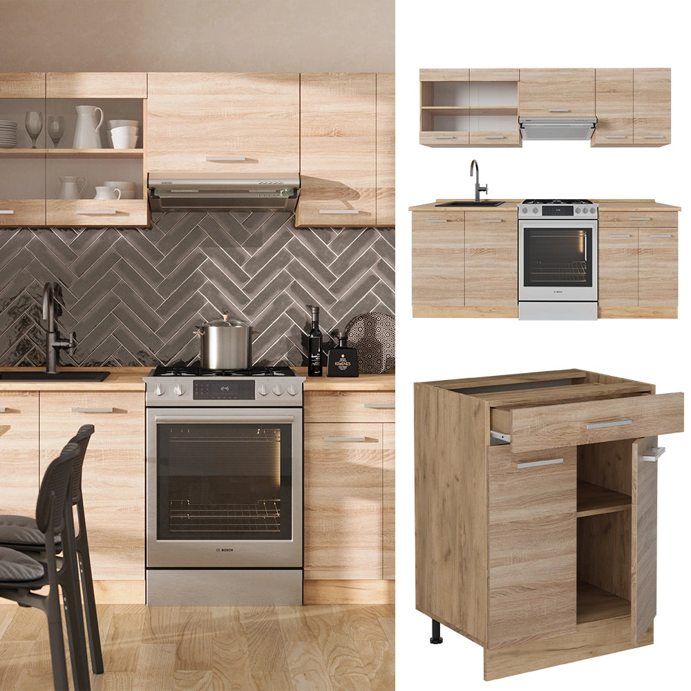 Cucina componibile R-Line Sonoma/Rovere dorato 200 cm, PL Rovere Vicco