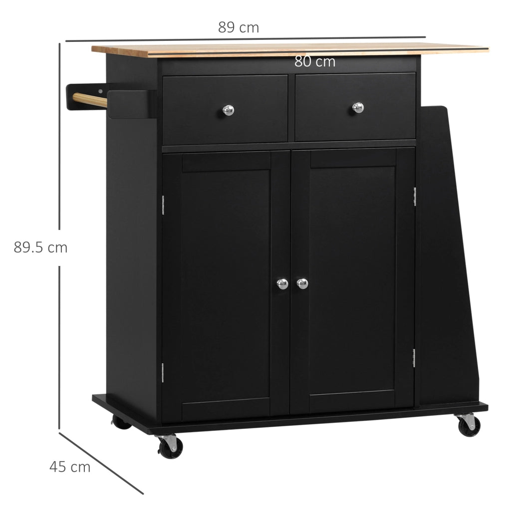 Tavolo da Cucina con Armadietto e 2 Cassetti ¨C Zephmum ¨C Legno, Nero, 89x45x89.5cm