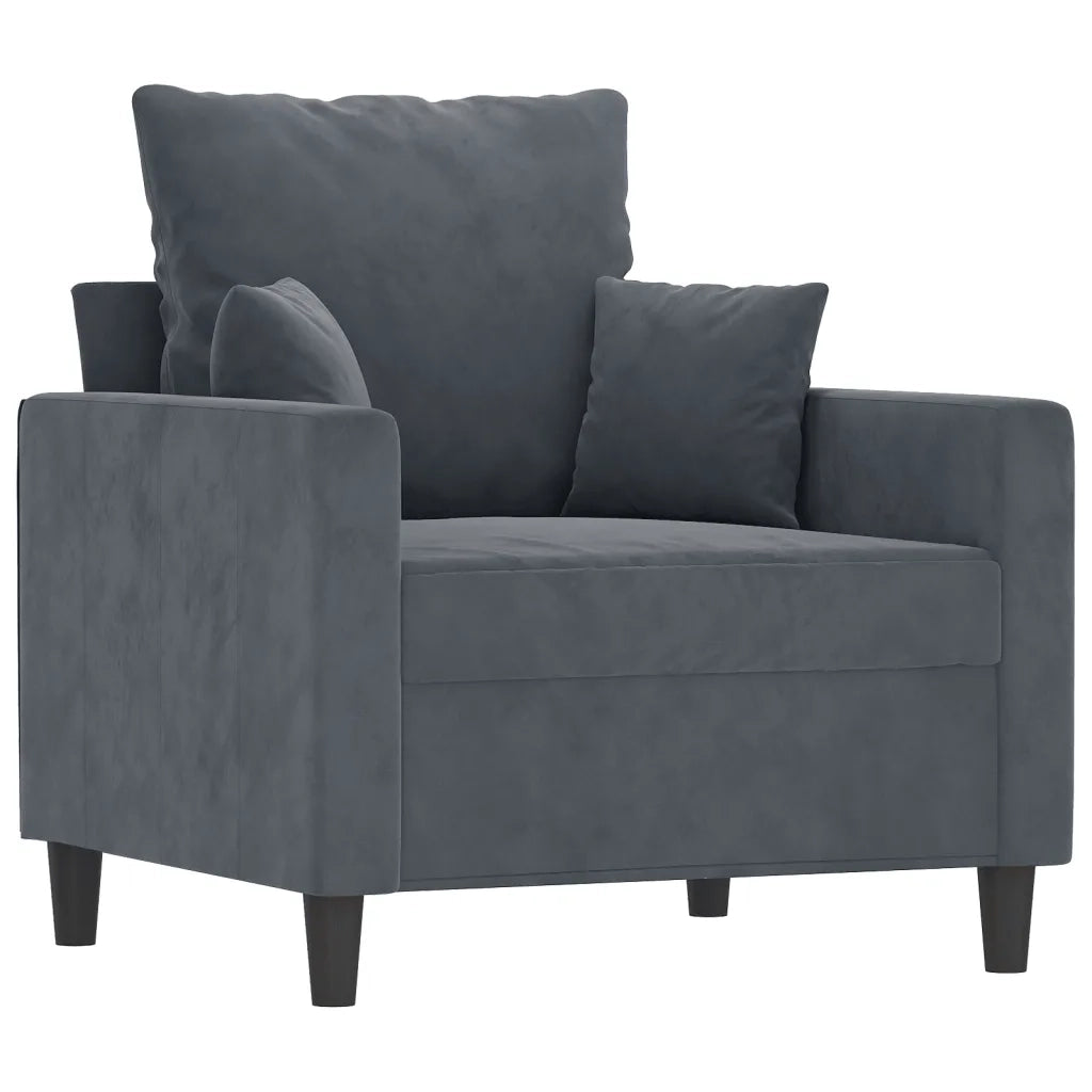 Poltrona Grigio Scuro 60 cm Velluto 359284