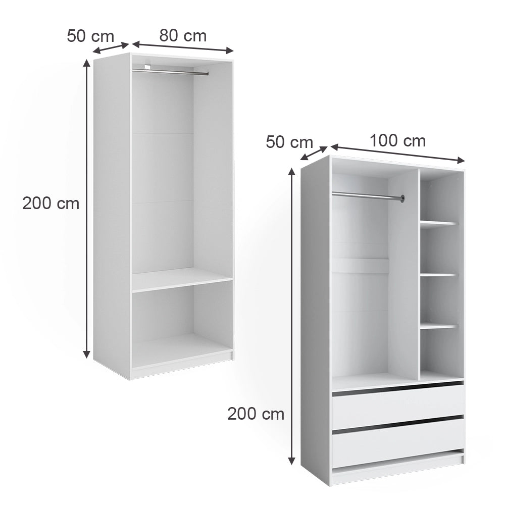 Vicco Armadio Bianco 180 x 200 cm Set di 2