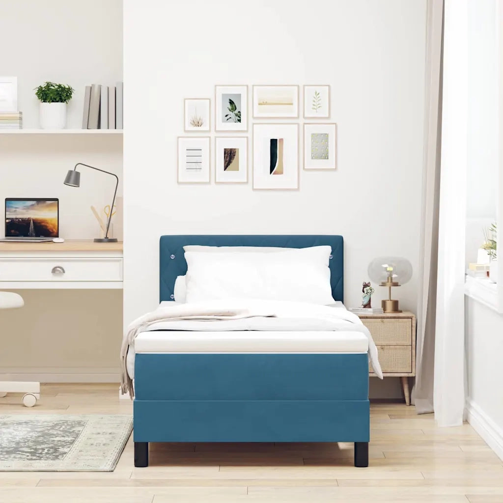 Letto a Sorgente LED con led Blu Scuro 100 x 200 cm Velluto