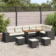 Set Divano da Giardino 10 pcs Nero polyrattan