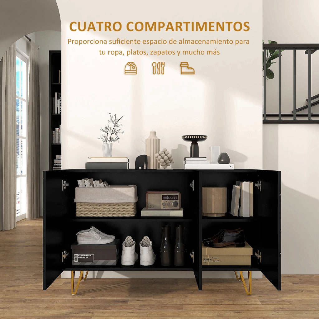 Credenza con 3 ante e ripiani regolabili ¨C Xylo ¨C Nero 120x40x75 cm