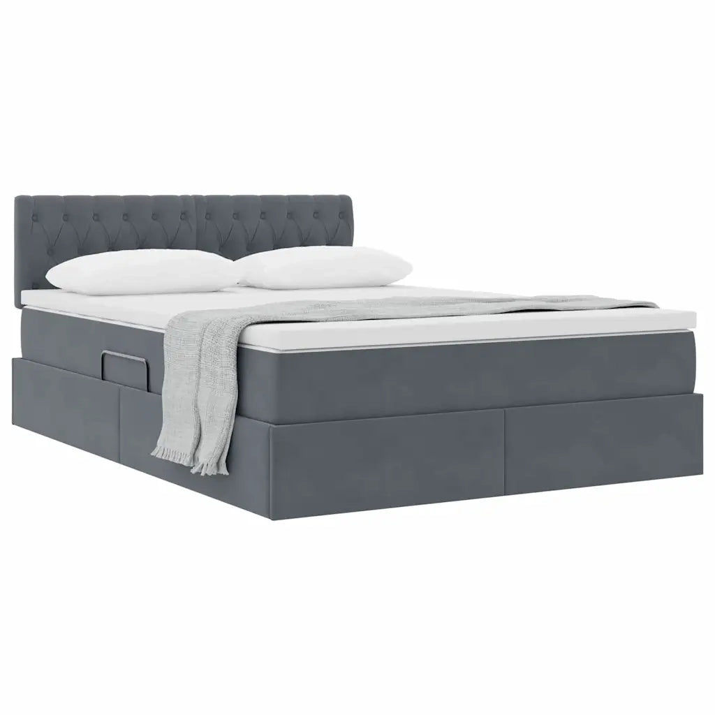 Letto con Contenitore Grigio scuro 140 x 190 cm Velluto